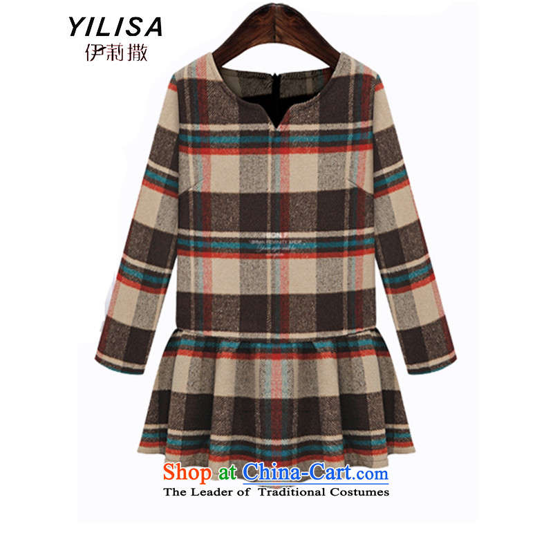 Elizabeth sub-2015 Fall/Winter Collections of new large western dress modestly thick mm200 latticed long-sleeved catty video thin, forming the skirt the skirt K677 green tartan 3XL, Elizabeth YILISA (sub-) , , , shopping on the Internet