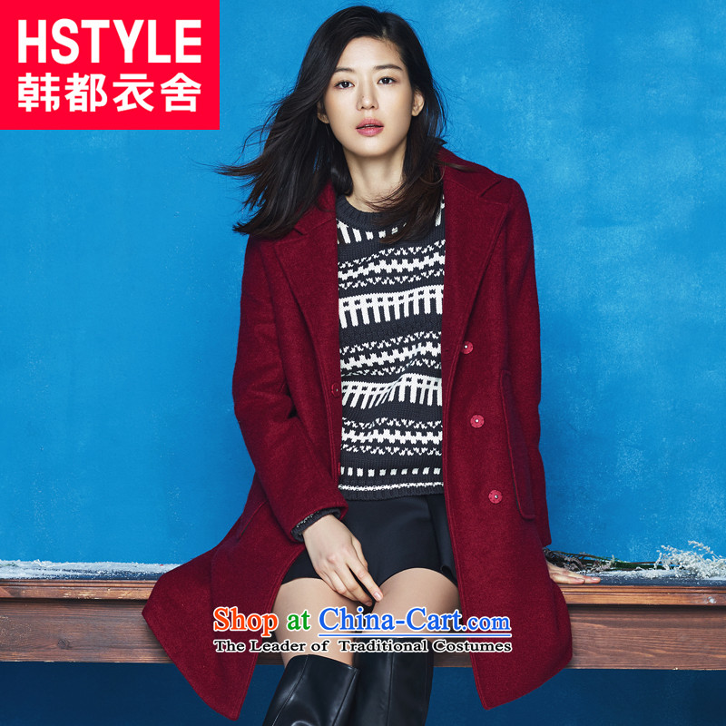 Korea has the Korean version of the Dag Hammarskjöld yi 2015 winter clothing new women's stylish solid color graphics thin foil is coin GJ4653 jacketjp wine red L