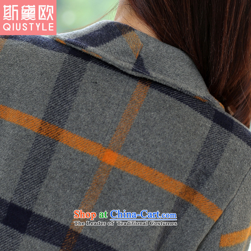 The Doi OSCE gross girls jacket? long winter 2015 new Korean Sau San Plaid a wool coat Women's 5,168 Tibetan blue-red checkered l,qiustyle,,, shopping on the Internet