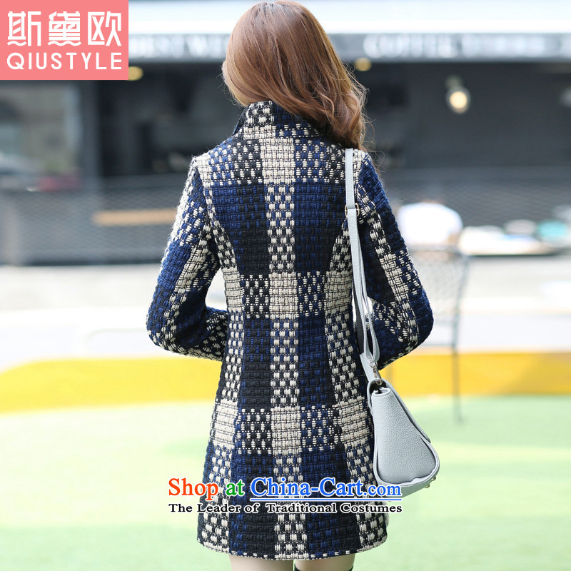 The Doi OSCE gross? 2015 winter coats female new Korean version of Sau San? In gross coats of grid 5 169 Tibetan blue plaid xl,qiustyle,,, shopping on the Internet