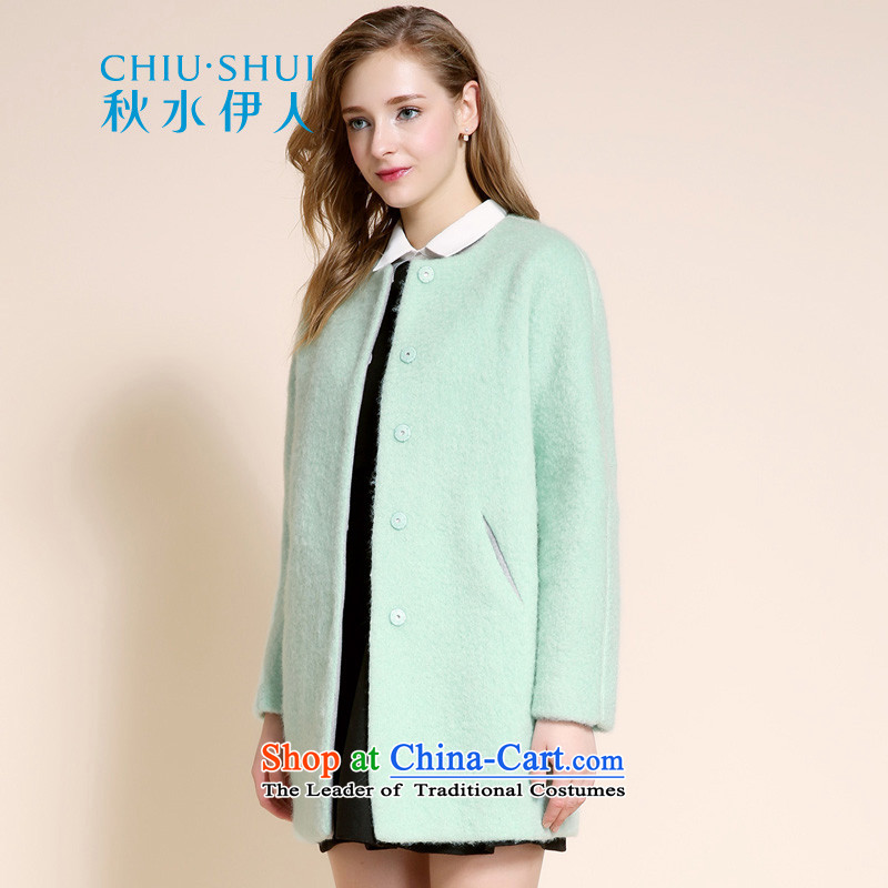 Chaplain who 2015 winter clothing new women's stylish pure color Long Neck Jacket? gross straight?. 155/80A/S., coats water green chaplain who has been pressed shopping on the Internet