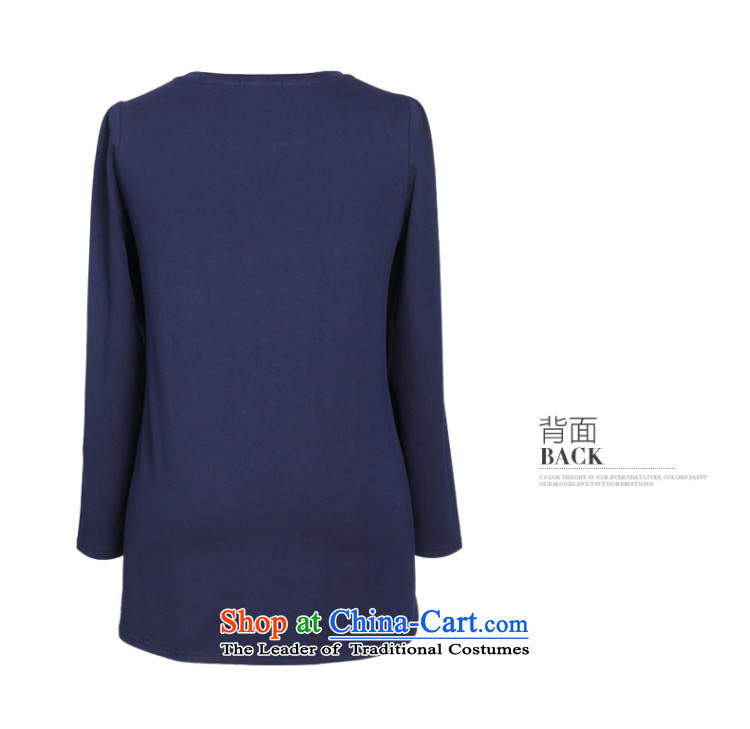 The former Yugoslavia Li Sau 2015 autumn large new mount female round-neck collar knocked the stitching flower stamp stretch long-sleeved T-shirt 0731 Blue 4XL pictures, possession of price, brand platters! The elections are supplied in the national character of distribution, so action, buy now enjoy more preferential! As soon as possible.