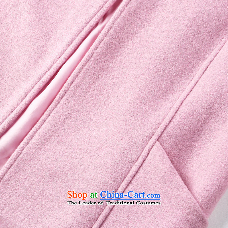 Ainuoer.my2015 new winter coats? women and seven gross-sleeved solid color neck long woolen coat pink M,AINUOER.MY,,, shopping on the Internet