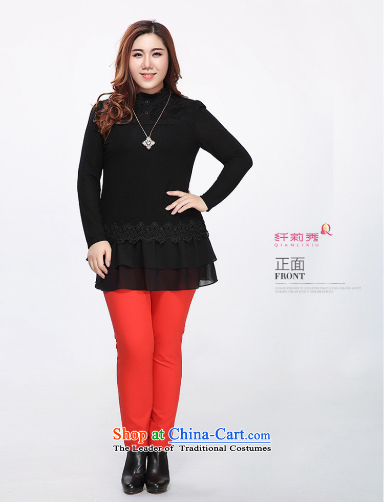 The former Yugoslavia Li Sau 2015 autumn large new mount female billowy flounces collar lace chiffon lace long sleeved clothes 0089 2XL Photo Black, prices, brand platters! The elections are supplied in the national character of distribution, so action, buy now enjoy more preferential! As soon as possible.