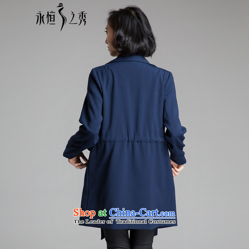 The Eternal Soo-To increase the number of female Korean jacket coat 2015 winter new product expertise mm thick, Hin thin sister in long temperament and stylish lapel jacket dark blue 3XL, eternal Soo , , , shopping on the Internet