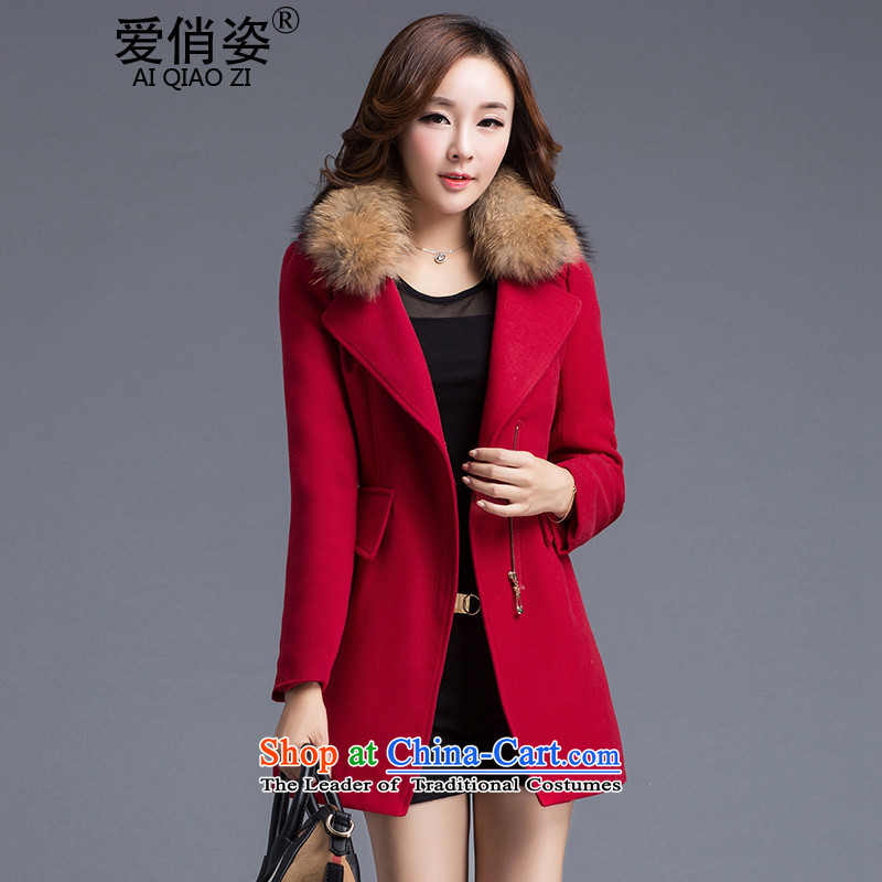Love Is gross coats Girl Gigi Lai? jacket of autumn and winter 2015 new lady a windbreaker. Long Korean Lapel Sau San video thin elegant red jacketM Gross?