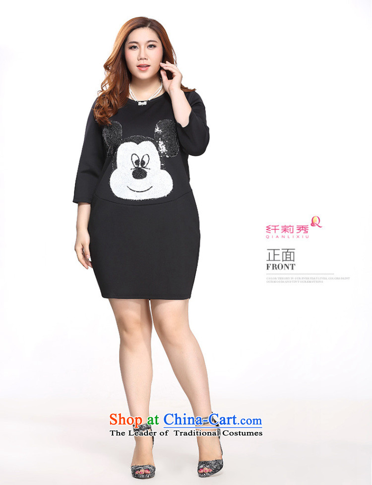The former Yugoslavia Li Sau 2015 autumn large new mount female round-neck collar Mickey pattern Loose Cuff cocoon-fifth dresses Quan Zheng Chao Gang Ao Tai Zi 0058 Black XL Photo, prices, brand platters! The elections are supplied in the national character of distribution, so action, buy now enjoy more preferential! As soon as possible.