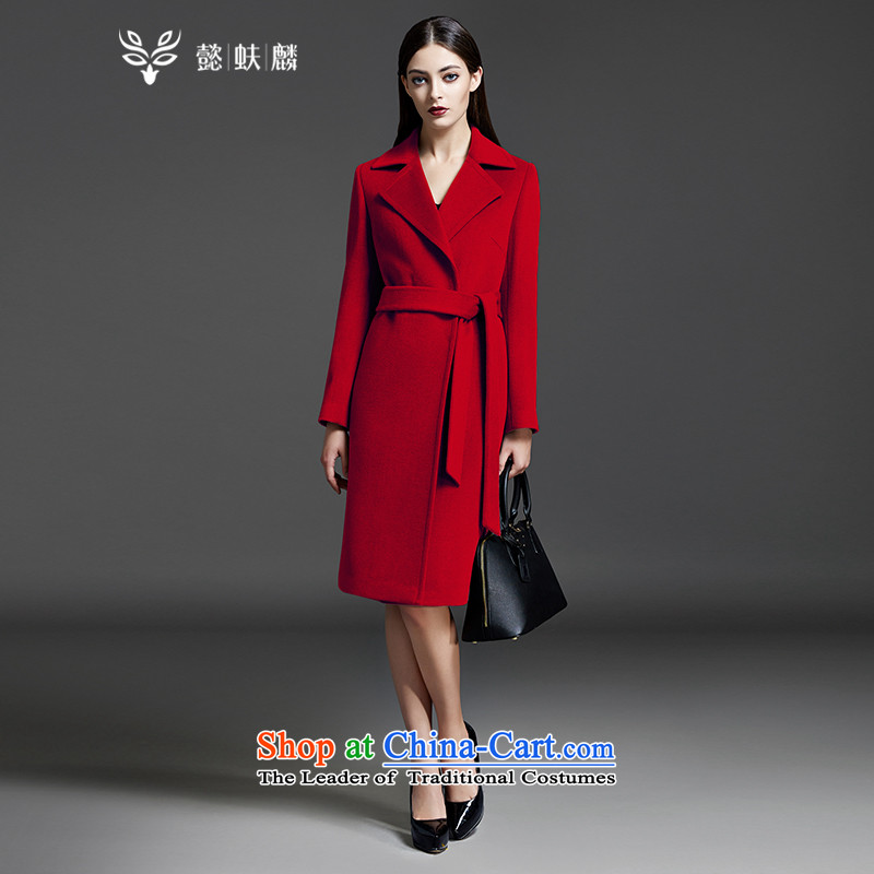 Headquarters or Chu YFL woolen coat female 2015 autumn and winter new western style, double-jacket?   Graphics gross thin, long coats gross? red?L