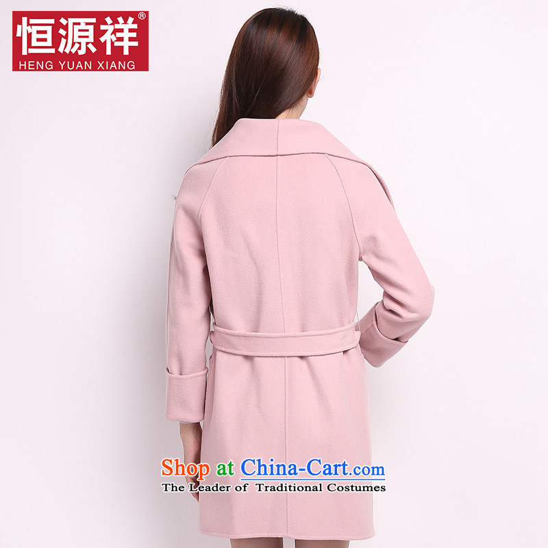 Hengyuan Cheung woolen coat girl in gross? jacket long wool a wool coat female jacket for autumn and winter by new Korean sided flannel pink coat , L, Bethlehem? source-cheung shopping on the Internet has been pressed.