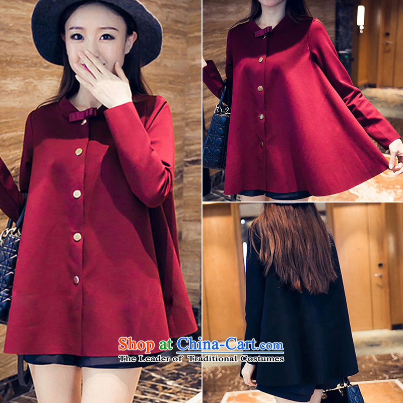 In short Ju to increase women's code thick mm new long-sleeved) Choo forming the Netherlands thick sister autumn cardigan light jacket wine red 4XL, Jane Ju , , , shopping on the Internet