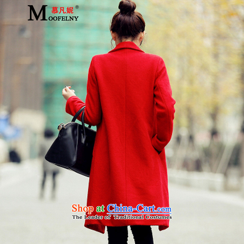 The Gross Stephanie? 2015 autumn and winter coats female new Korean version in Sau San long large thick a wool coat RED M MO stephanie (MOOFELNY) , , , shopping on the Internet