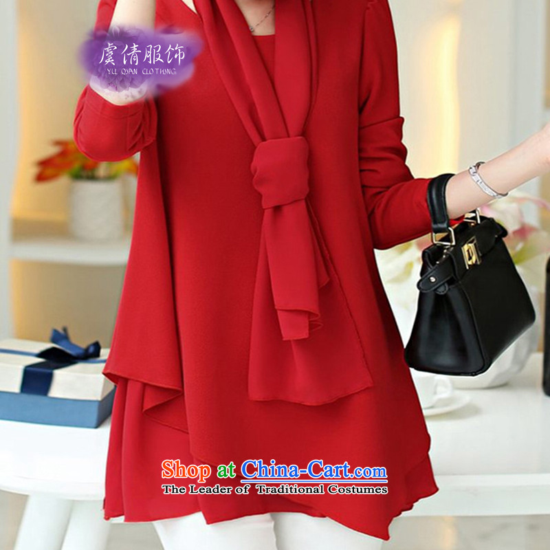 Yu Chien YQ autumn 2015 new liberal long-sleeved shirt, forming the basis for larger Y248 red T-shirt , L, Yu Chien dress (YU QIAN) , , , shopping on the Internet