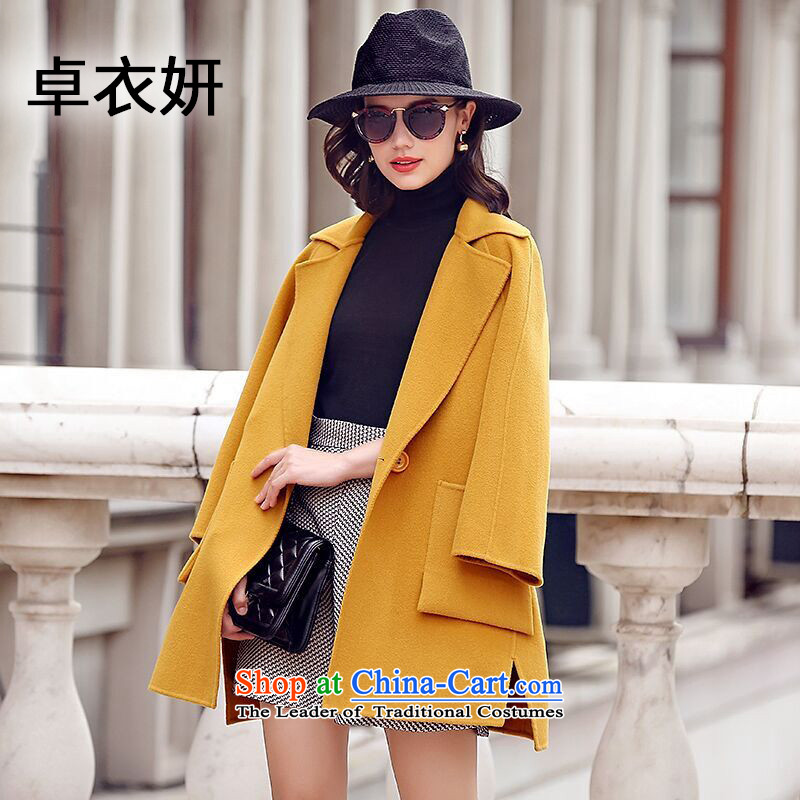 The fall of new, 1390_2015 in long wool coat women in this yellowL