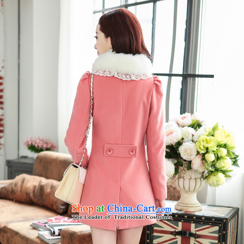 Mute the Cayman-winter clothing new coats female jacket gross?   in the long graphics thin double-cashmere a wool coat pink collar XXL, lint-Ching-man , , , shopping on the Internet