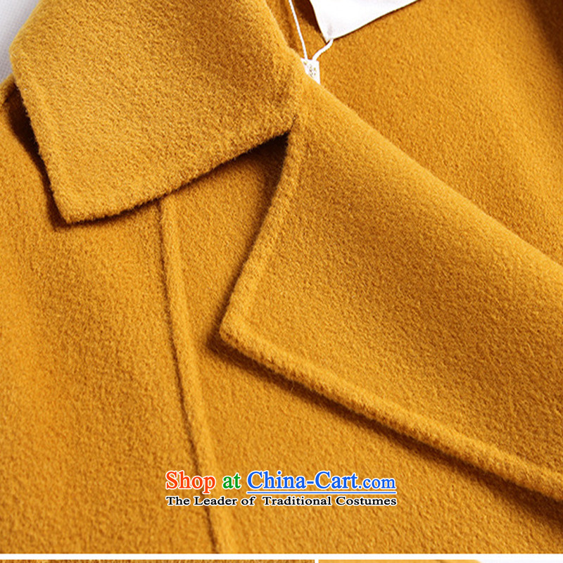 The fall of new, 1390#2015 stylish high-end relaxd dress woolen coats in yellow , L? Cheuk-yan Yi Yan Shopping on the Internet has been pressed.