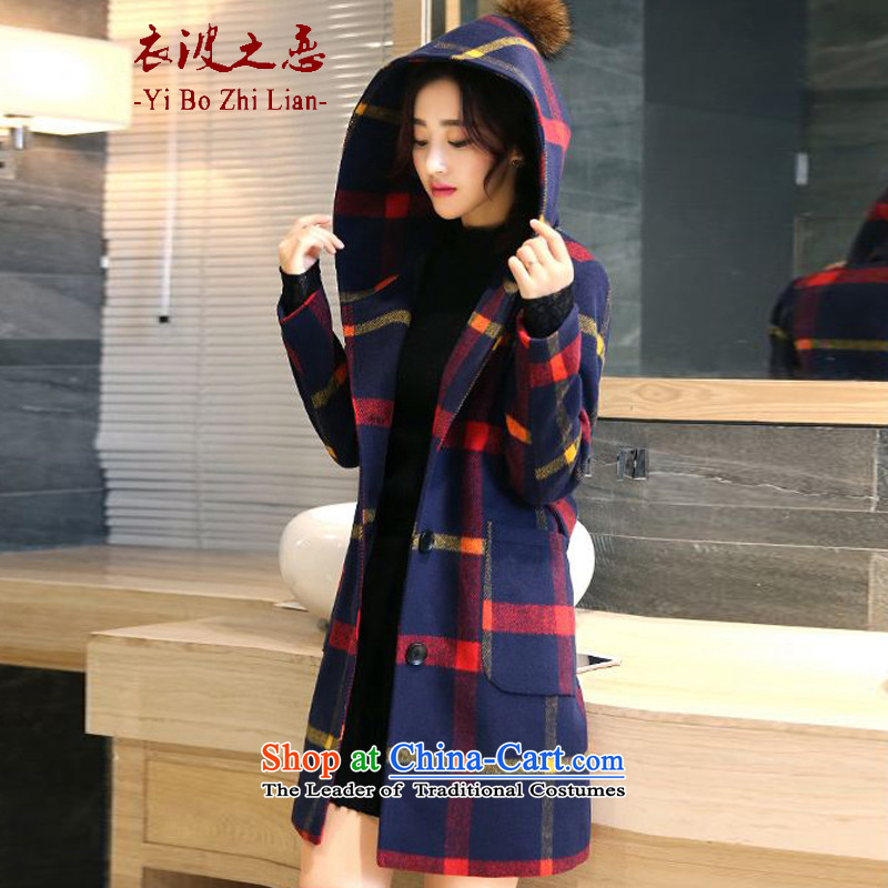 Yi love wave 2015 autumn and winter new Korean?   In coats Gross Gross? jacket long female?1508?Red yellow?M