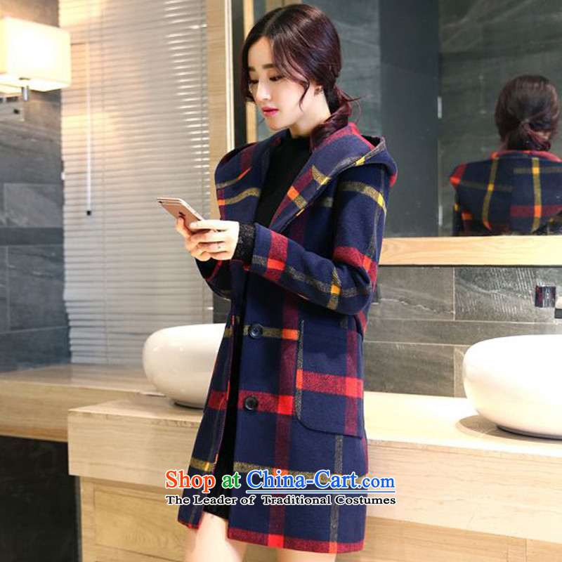 Yi love wave 2015 autumn and winter new Korean?   In coats Gross Gross? jacket long female 1508 Red and Yellow, M, Yi Wave Love , , , shopping on the Internet