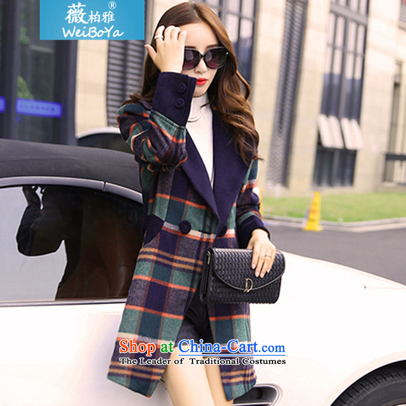 Ms Audrey EU Bai Ya?2015 Autumn new Korean Modern women wear wool grid a wool coat Sau San? large jacket gross windbreaker?620?red and green tartan?XL