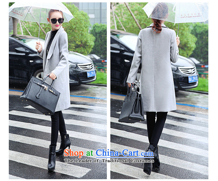 Ms Audrey EU Bai Ya 2015 gross female autumn and winter coats? the new Korean female decorated gross? graphics are overcoats in thin long)? sub 2,715 Light Gray L picture, prices, brand platters! The elections are supplied in the national character of distribution, so action, buy now enjoy more preferential! As soon as possible.