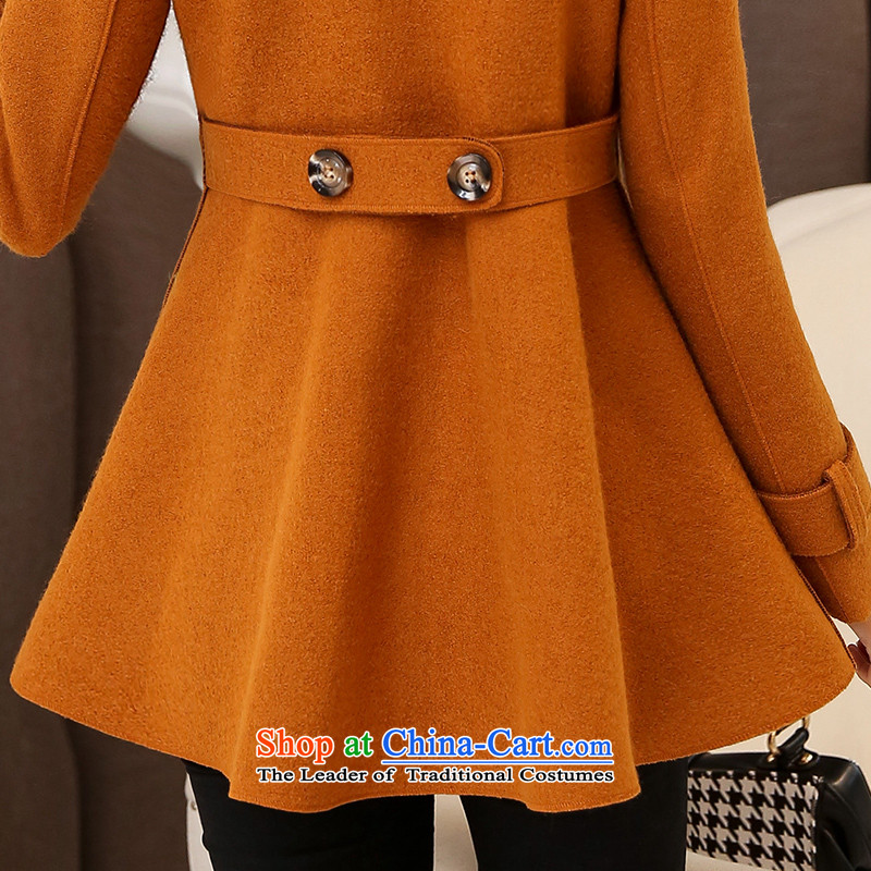 Yi love wave 2015 autumn and winter new Korean female jacket? gross in Sau San long coats of $ 0127? female orange M Yi Wave Love , , , shopping on the Internet