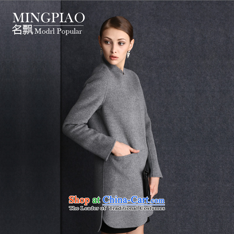 Name the new Autumn Breeze 2015 plain manual fashion-sided flannel wool coats that older Ms.? long double-sided gross? Jacket Sau San Light Gray XL, name (MING PIAO drift) , , , shopping on the Internet
