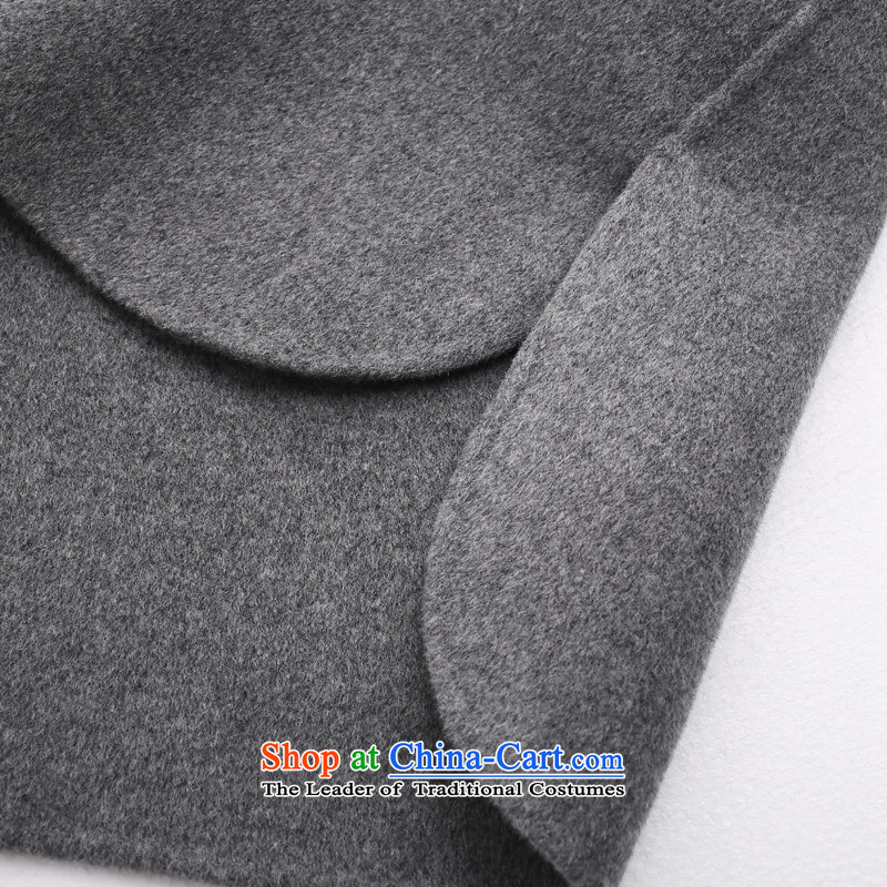 Name the new Autumn Breeze 2015 plain manual fashion-sided flannel wool coats that older Ms.? long double-sided gross? Jacket Sau San Light Gray XL, name (MING PIAO drift) , , , shopping on the Internet