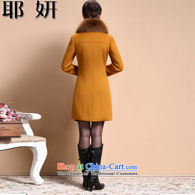 Charlene Choi 2015 autumn and winter and new cashmere overcoat girl?? in gross jacket long hair washable wool coat female 8853#? Yellow XL, and Yeon , , , shopping on the Internet