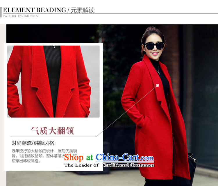 Sin has so gross jacket female new autumn 2015 Long, temperament a wool coat Korean women? coats thick coat RED M picture, prices, brand platters! The elections are supplied in the national character of distribution, so action, buy now enjoy more preferential! As soon as possible.