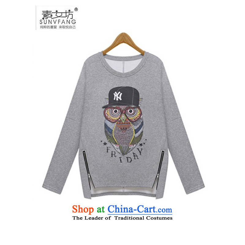 Motome workshop for larger female thick sister sweater 2015 autumn and winter new 200 catties thick MM owl thick plus lint-free kit and sweater 1685 red stamp owl 5XL 180-210 recommended weight, Motome Fong (SUNVFANG) , , , shopping on the Internet