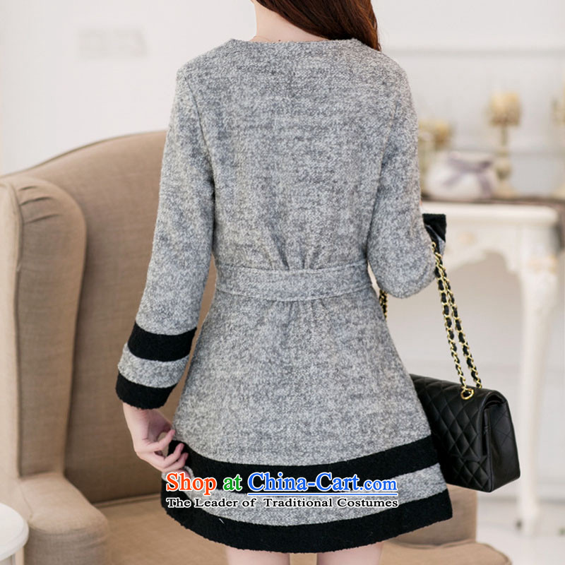 Lin Ching-pledged for autumn and winter new Korean female jacket coat gross? In the long graphics thin leisure Sau San wild lapel thick coat Female Light Gray , L, Lin Ching to , , , shopping on the Internet