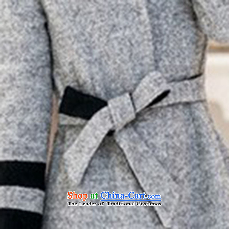 Lin Ching-pledged for autumn and winter new Korean female jacket coat gross? In the long graphics thin leisure Sau San wild lapel thick coat Female Light Gray , L, Lin Ching to , , , shopping on the Internet