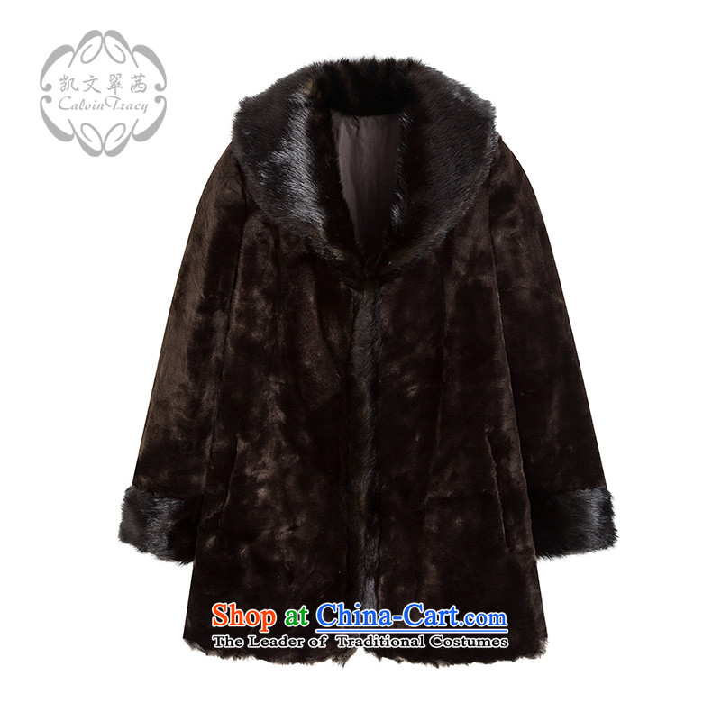 (Kevin Hong Kong CALVIN&TRACY sin- distinguished stylish reversible fur coats, collars in long coats of artificial fur red brown xl,calvin tracy,,, shopping on the Internet