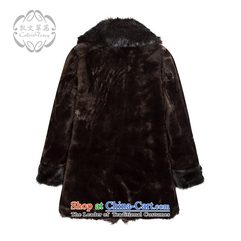 (Kevin Hong Kong CALVIN&TRACY sin- distinguished stylish reversible fur coats, collars in long coats of artificial fur red brown xl,calvin tracy,,, shopping on the Internet