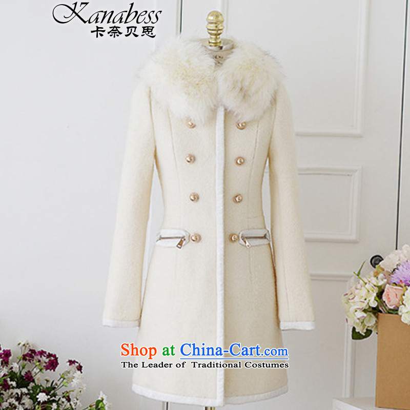 The Beth 2015 autumn and winter in new long hair? jacket double-sided a wool coat windbreaker female white XL, the Beth kanabess () , , , shopping on the Internet
