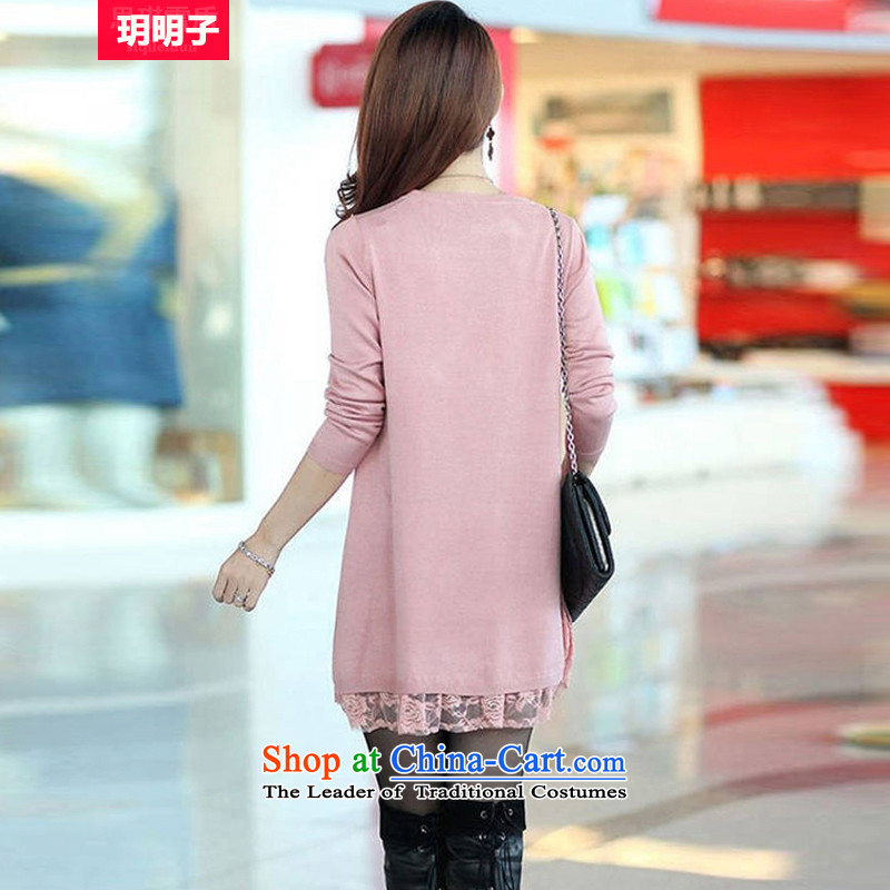 Yue Ming-autumn and winter, Korean version of large numbers of ladies thick MM sister stylish graphics thin long-sleeved dresses in long wool cardigan forming the hedging knitwear female 3333 around 922.747) XXXL(150-168 pink decreased by Myung-ja , , , shopping on the Internet