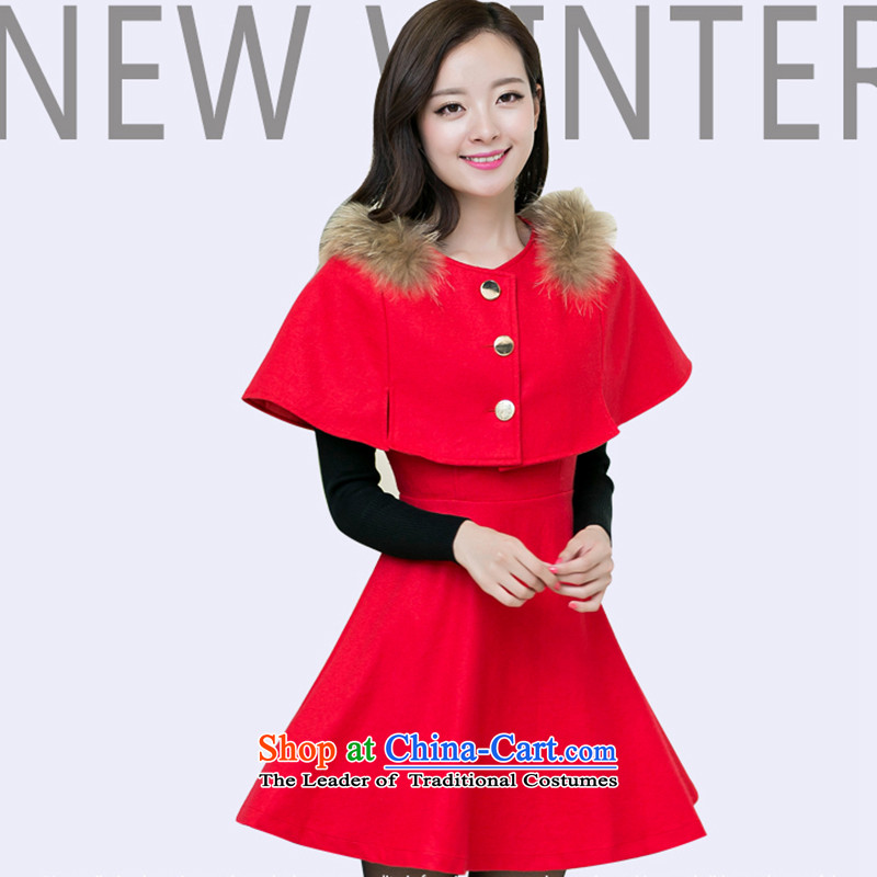 The World 2015 autumn and winter clothing stores new thick cloak Sau San long-sleeved bon bon skirt gross? Kit Coat two kits female red , L, World Yi compartment (tianxiayicang) , , , shopping on the Internet