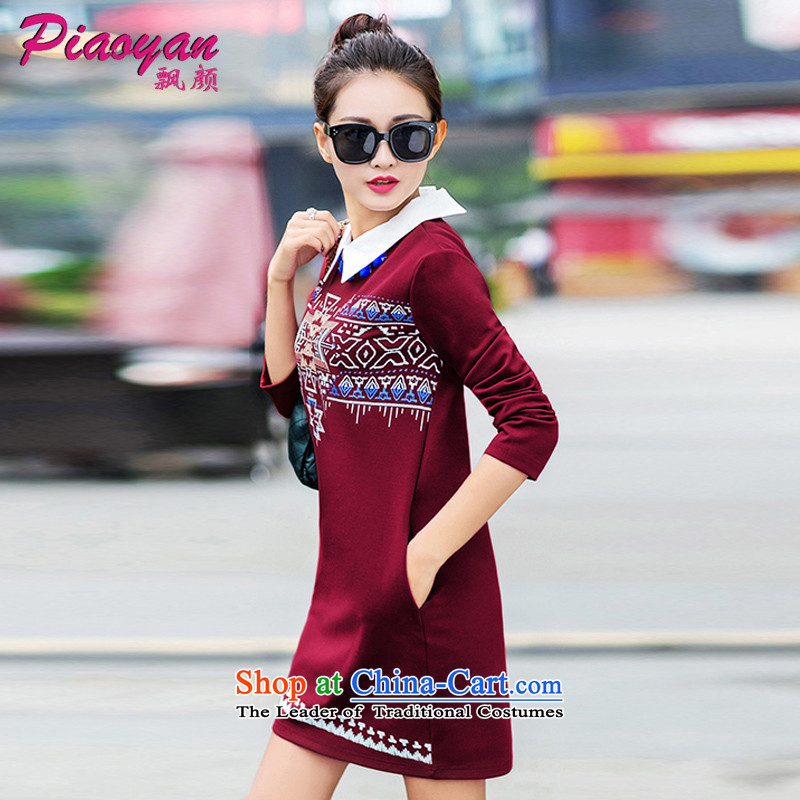 Mr Ngan 2015 large drift female winter long-sleeved shirt collar thick solid stylish dresses D319 wine red  , L, MR NGAN (piaoyan drift) , , , shopping on the Internet