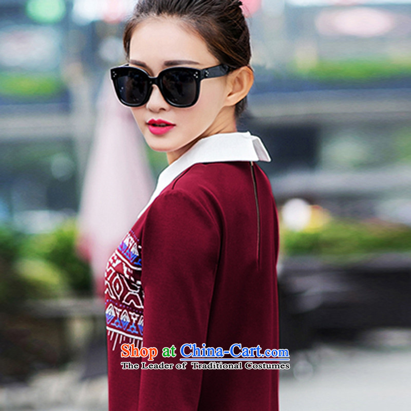 Mr Ngan 2015 large drift female winter long-sleeved shirt collar thick solid stylish dresses D319 wine red  , L, MR NGAN (piaoyan drift) , , , shopping on the Internet