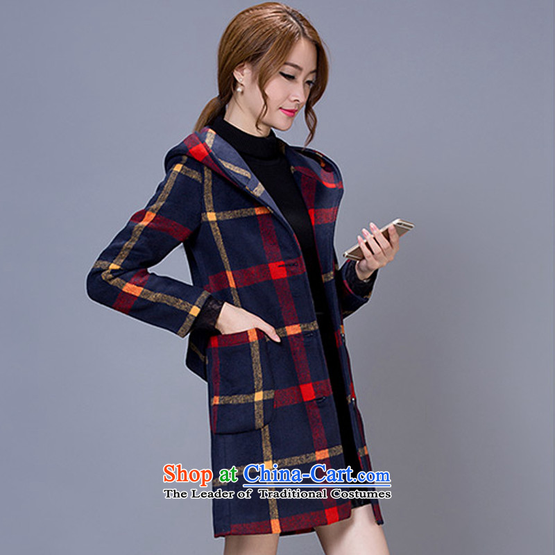 Qi 2015 Autumn and Winter, of the figure of women who are double-checked in the stylish long Wind Jacket coat female Red Hair? Yellow , L, qi (QITU) , , , shopping on the Internet