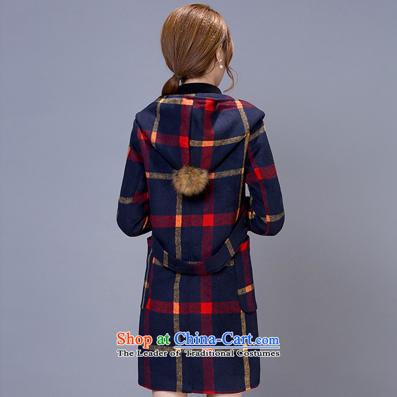 Qi 2015 Autumn and Winter, of the figure of women who are double-checked in the stylish long Wind Jacket coat female Red Hair? Yellow , L, qi (QITU) , , , shopping on the Internet