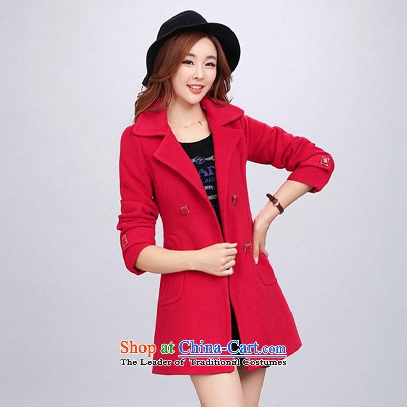 The nest products  2015 autumn and winter new women in Korean Long Hair Girl? a jacket with removable collar (A gross cotton version) Red , L, nest products , , , shopping on the Internet