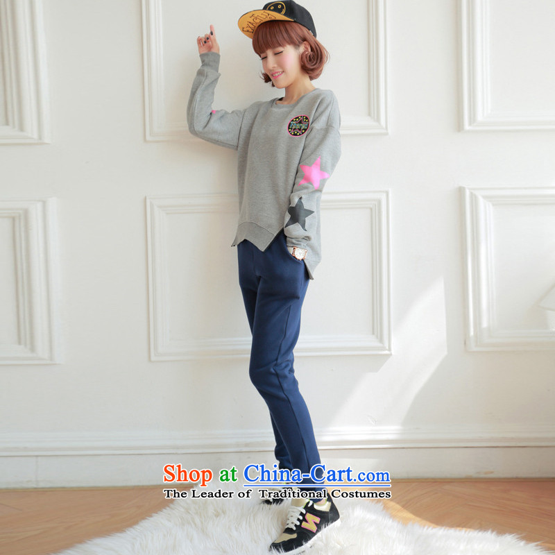 Lei Yu Hsuan larger women 2015 autumn and winter new Korean edition of the sportswear thick wool sweater stylish cartoon picture students Sau San video thin leisure wears female gray XL, Lei Yu Hsuan shopping on the Internet has been pressed.