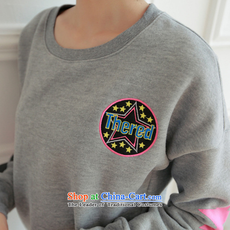 Lei Yu Hsuan larger women 2015 autumn and winter new Korean edition of the sportswear thick wool sweater stylish cartoon picture students Sau San video thin leisure wears female gray XL, Lei Yu Hsuan shopping on the Internet has been pressed.