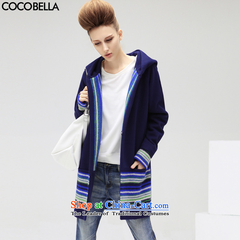 2015 Autumn new COCOBELLA in long loose spell followed cap gross? coats female jackets CT292 color M