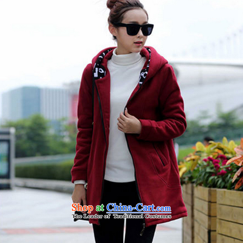 The ad to increase missdonut code ladies casual clothing of 200 mm in the catty thick sister long sleeves and lint-free cloth gross thick coat cardigan wine red large XXL recommendations 155-170 catty ,missdonut,,, shopping on the Internet