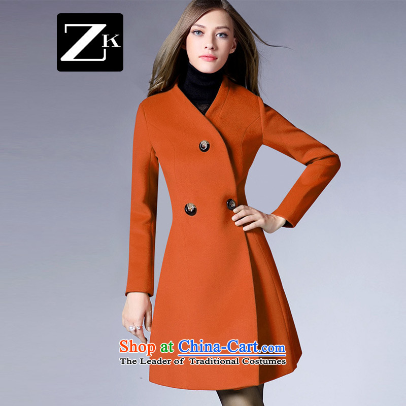 Zk Western women 2015 Autumn new stylish simplicity in gross? jacket long graphics thin hair Sau San a wool coat red M,zk,,, shopping on the Internet
