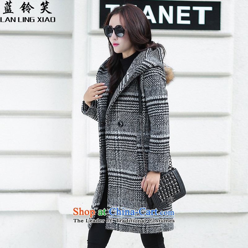 Blue Bell laugh 2015 autumn and winter new Korean version of female jacket coat gross? M9119 gray cells color M Blue Bell (LANLINGXIAO laugh) , , , shopping on the Internet