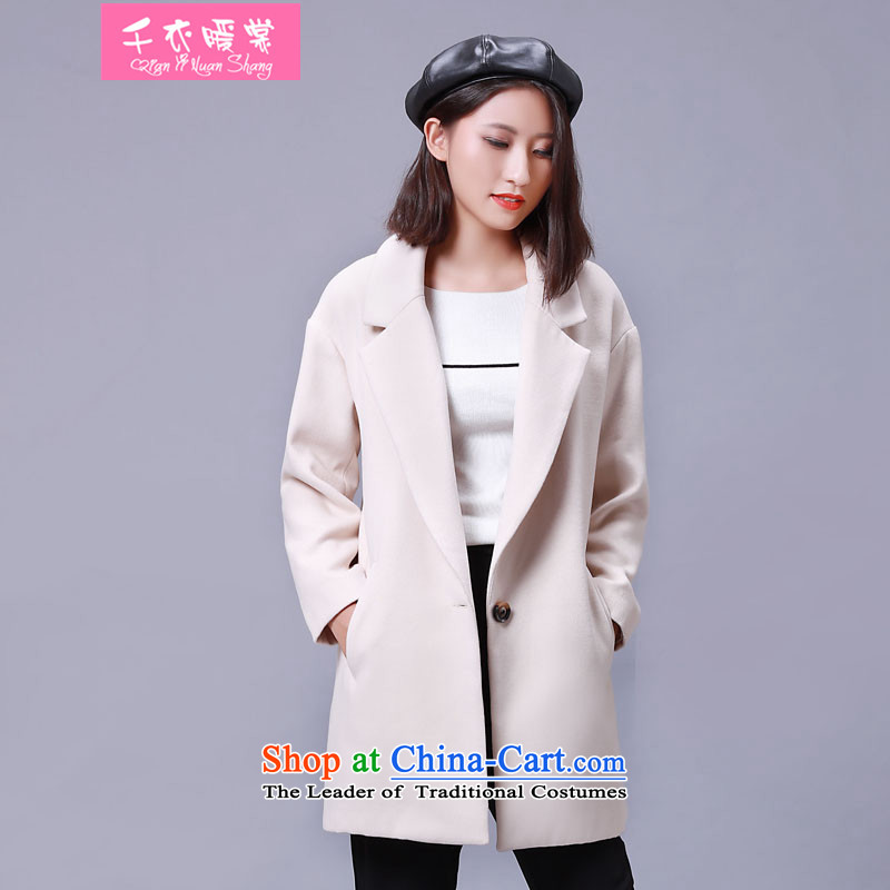 Chin Yi warm Advisory2015 autumn and winter won new gross jacket female video thin? stylish temperament a wool coat in the medium to long term for women m WhiteXL