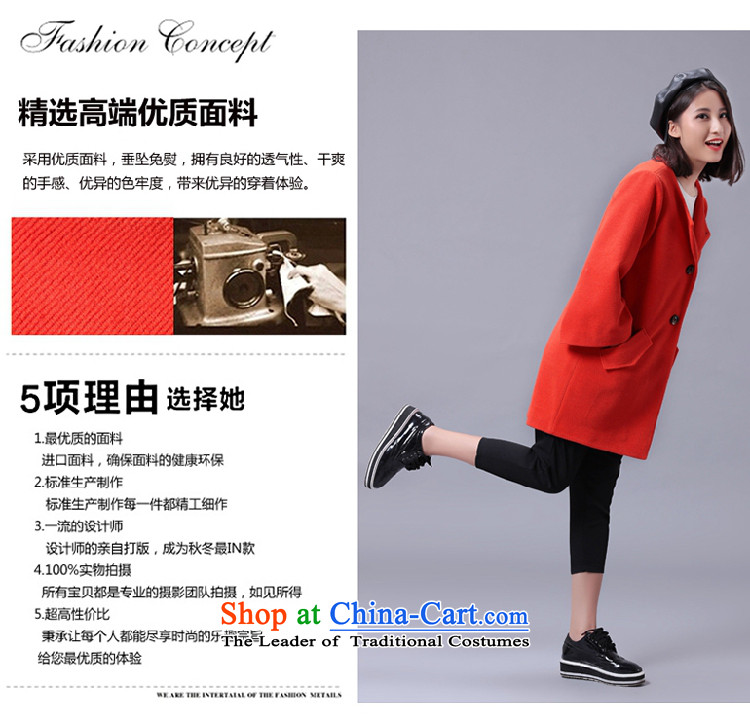 Chin Yi warm winter of 2015 Korea Advisory version round-neck collar small incense wind pure color coat? female minimalist wide sleeves gross? graphics thin cardigan jacket orange M picture, prices, brand platters! The elections are supplied in the national character of distribution, so action, buy now enjoy more preferential! As soon as possible.