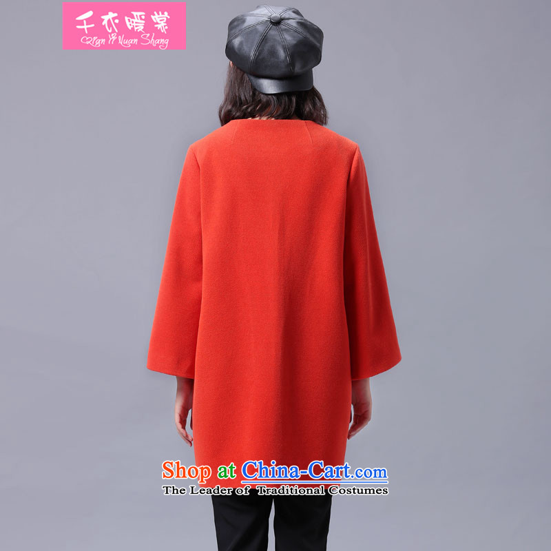 Chin Yi warm winter of 2015 Korea Advisory version round-neck collar small incense wind pure color coat? female minimalist wide sleeves gross? graphics thin cardigan jacket orange M Chin Yi warm advisory has been pressed shopping on the Internet